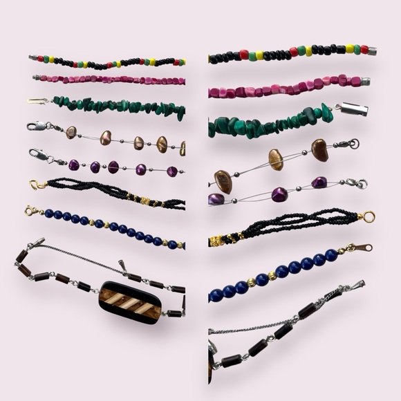 Retro Bracelets Colourful Gemstone Boho Jewelry Lot - Picture 9 of 13